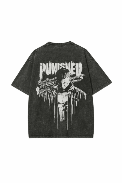 Over sized Skull Punisher Graphic Tee – Black - Image 2