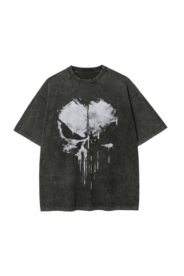 Over sized Skull Punisher Graphic Tee – Black